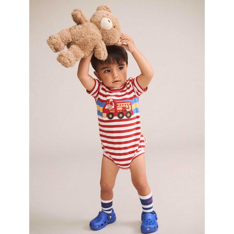 Huxbaby Fireman Stripe Romper image number 1